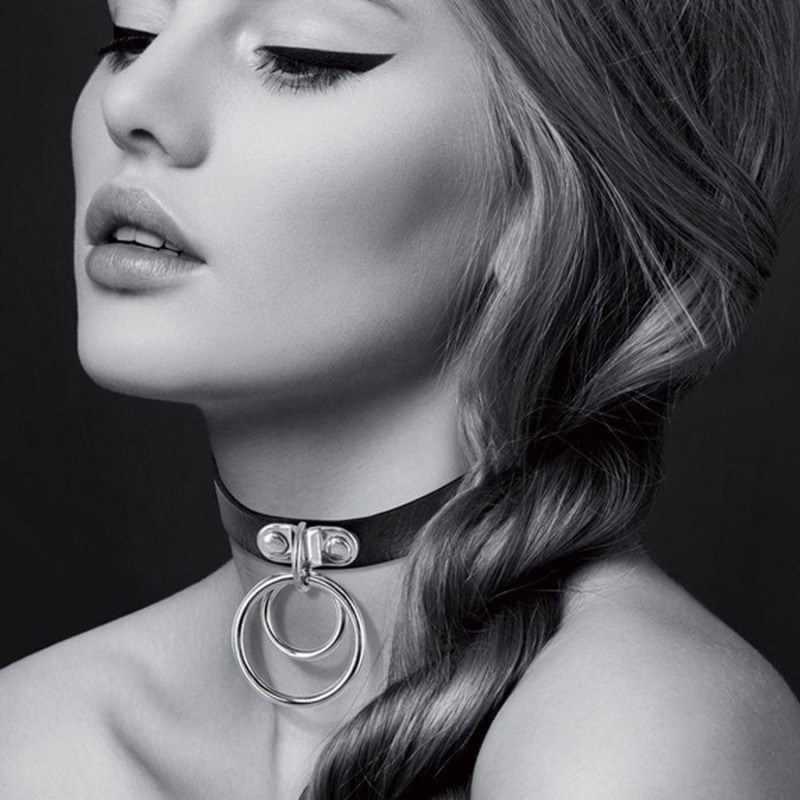 COLLIER CUIR NOIR DOUBLE CERCLE DE "BIJOUX POUR TOI"
