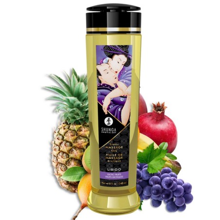 Bien-être HUILE DE MASSAGE LUXE EROTIQUE "LIBIDO" DE "SHUNGA" PARFUM FRUITS EXOTIQUES