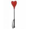 ACCESSOIRES TAPETTE CRAVACHE D UN COTE COEUR NOIR CUIR DE L AUTRE COEUR ROUGE DAIM