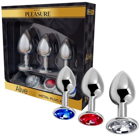 Plugs & Chapelets Anals KIT COFFRET PLUG BIJOU EN METAL ANAL PLEASURE DE ALIVE