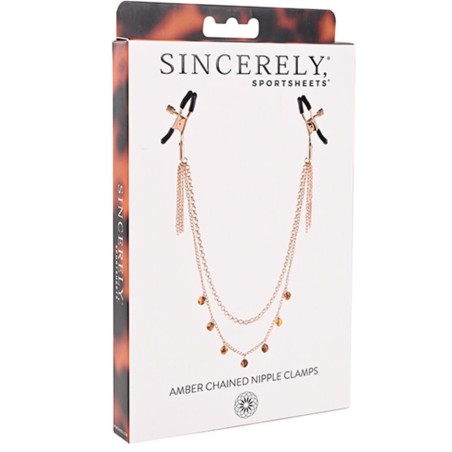 ACCESSOIRES PINCES A SEINS REGLABLE "AMBER CHAINED NIPPLE CLAMPS" DE "SPORTSHEETS"