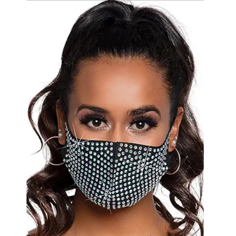 MASQUE FASHION "COCO RHINESTONE" BLACK AVEC STRASS