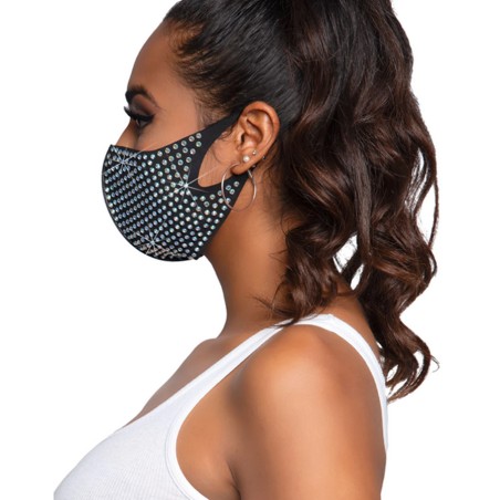 ACCESSOIRES MASQUE FASHION "COCO RHINESTONE" BLACK AVEC STRASS