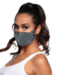MASQUE FASHION "COCO RHINESTONE" BLACK AVEC STRASS