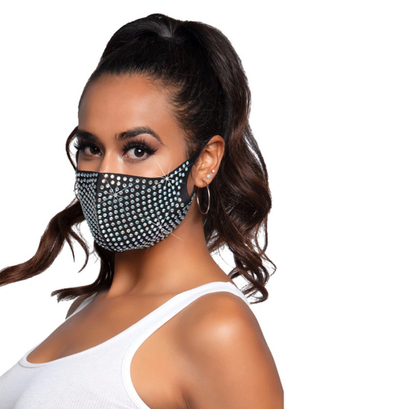 MASQUE FASHION "COCO RHINESTONE" BLACK AVEC STRASS