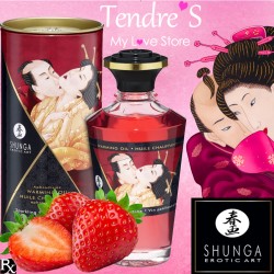 Bien Etre HUILE DE MASSAGE COMESTIBLE SHUNGA VIN PETILLANT A LA FRAISE
