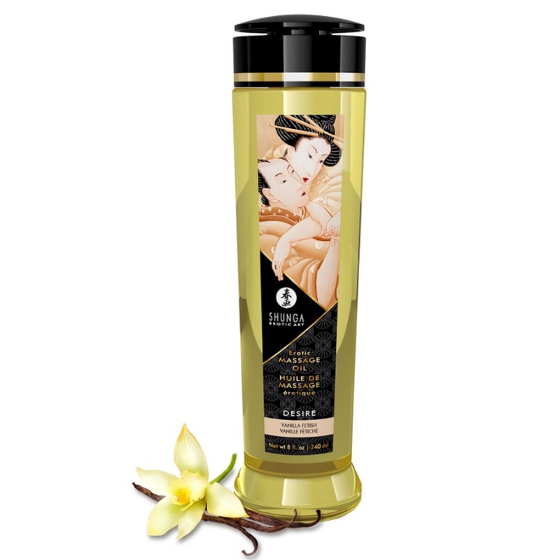 HUILE DE MASSAGE DE LUXE EROTIQUE "DESIRE" DE "SHUNGA" PARFUM VANILLE