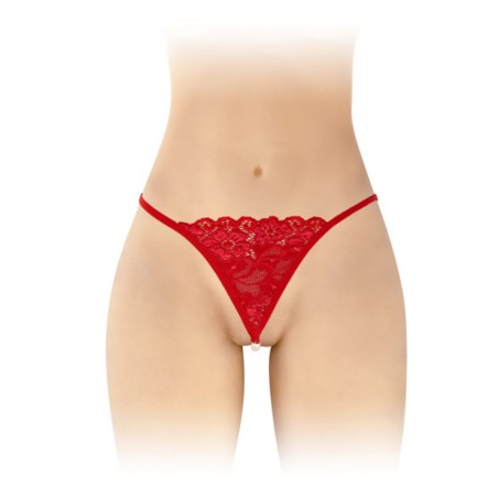 Lingerie STRING "VENUSINA" ROUGE AVEC PERLES DE "FASHION SECRET" TU