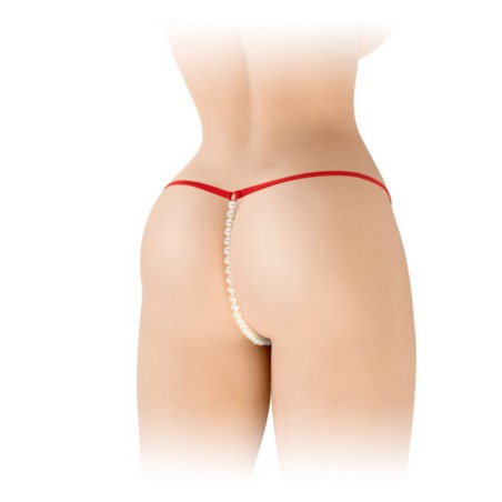 Lingerie STRING "VENUSINA" ROUGE AVEC PERLES DE "FASHION SECRET" TU