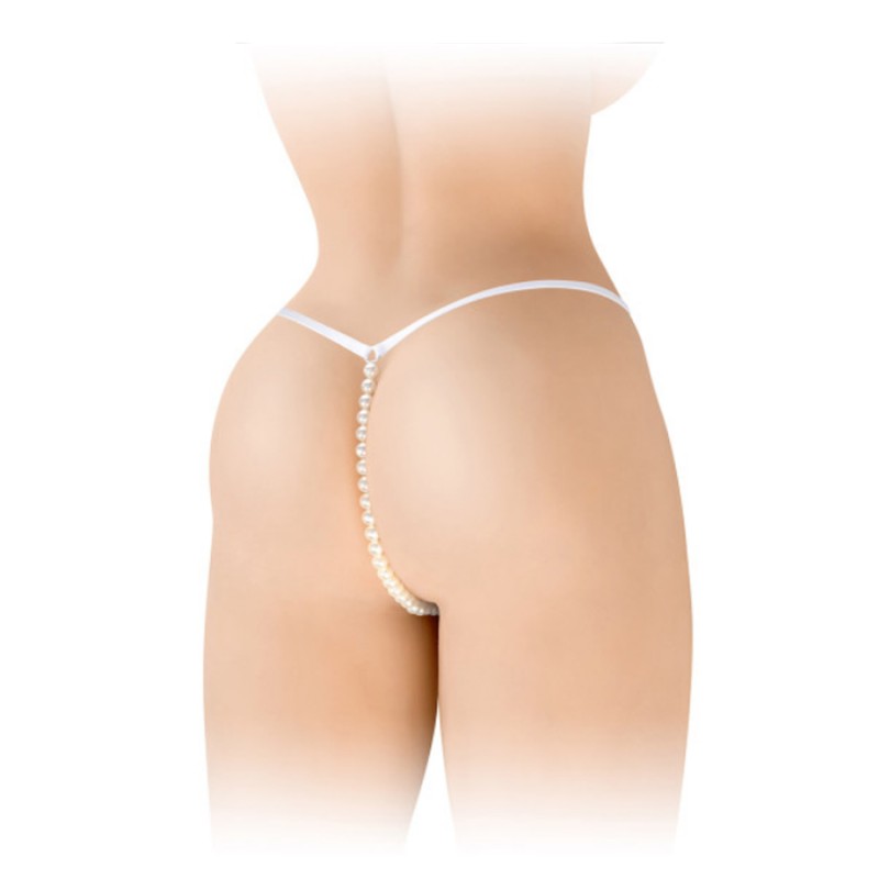 STRING "VENUSINA" BLANC AVEC PERLES DE "FASHION SECRET"