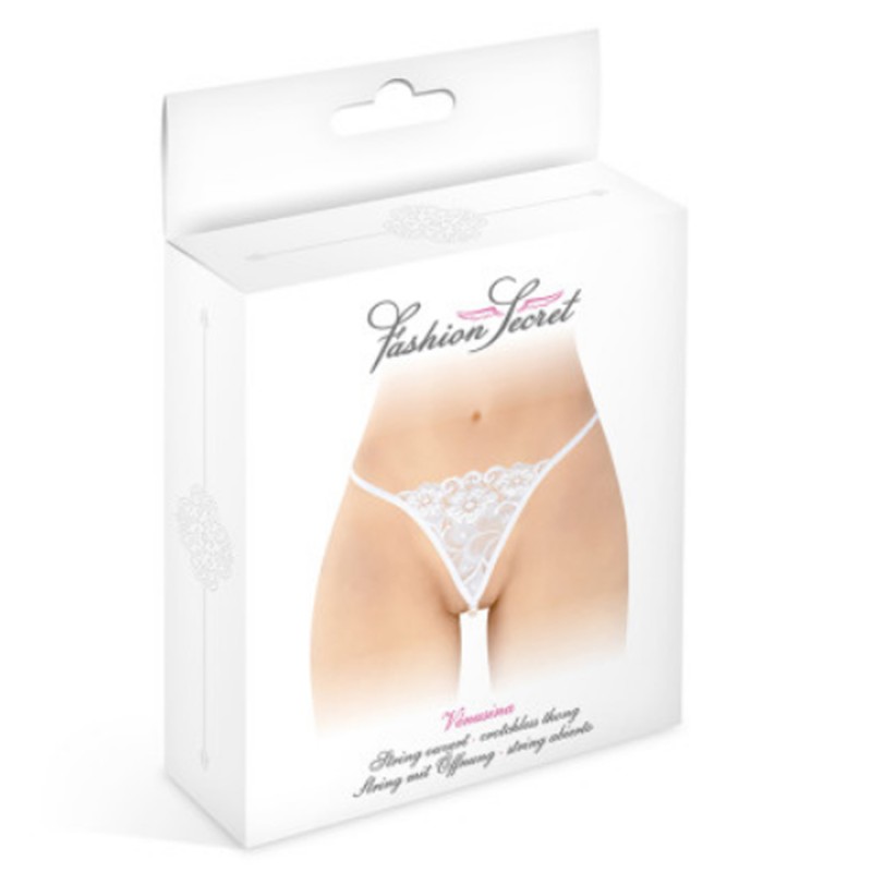 STRING "VENUSINA" BLANC AVEC PERLES DE "FASHION SECRET"