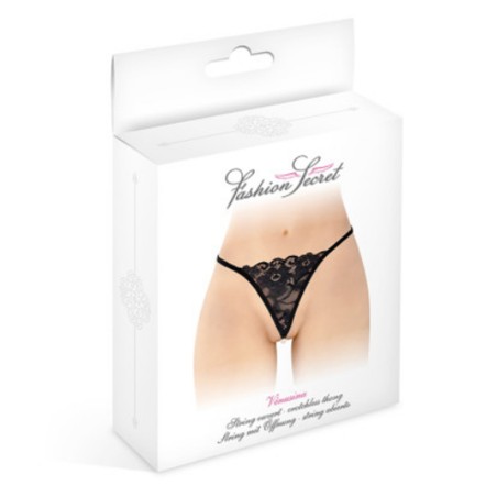 Lingerie STRING "VENUSINA" NOIR AVEC PERLES DE "FASHION SECRET" TU