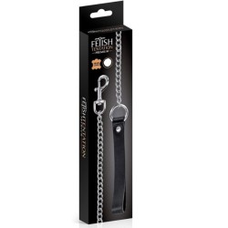 ACCESSOIRES LAISSE METAL ET POIGNET CUIR DE "FETISHTENTATION" 72 CM