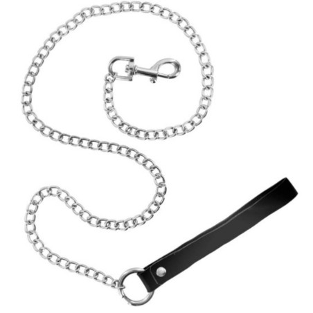 ACCESSOIRES LAISSE METAL ET POIGNET CUIR DE "FETISHTENTATION" 72 CM