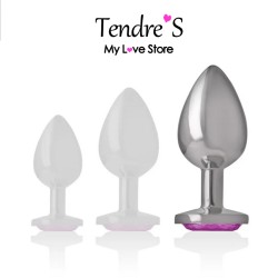PLUG ANAL ARGENTE COEUR ROSE TAILLE L DE "INTENSE"