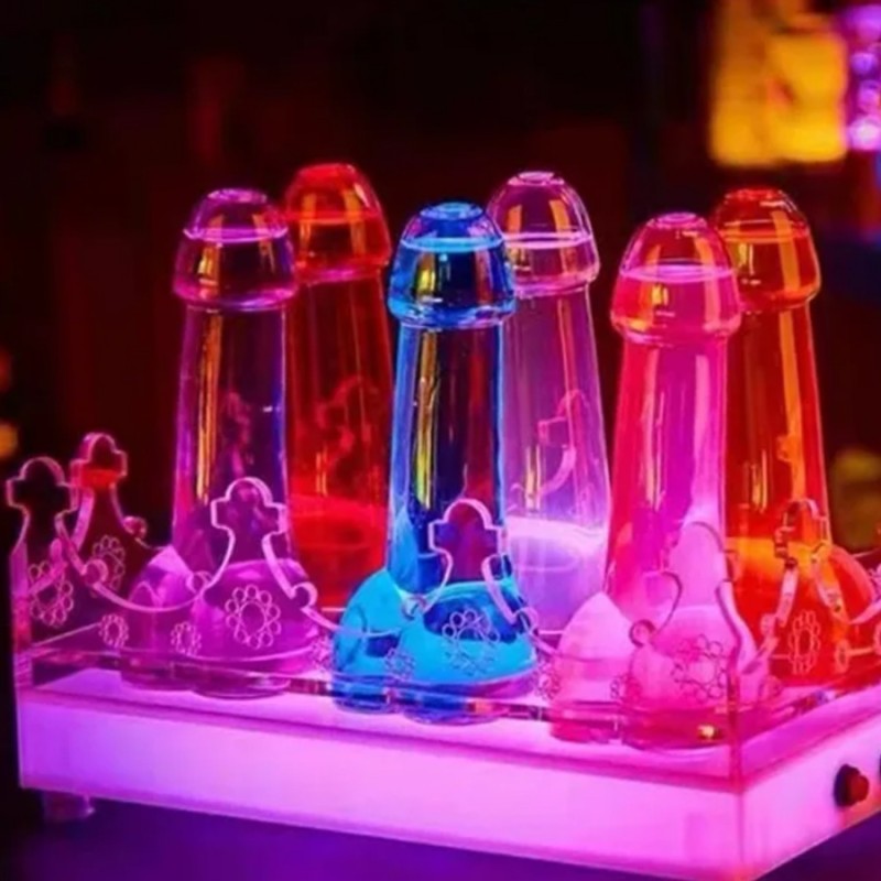 VERRE PENNIS SHOOTER NEON TRANSPARENT EN FORME DE SEXE