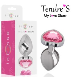 PLUG ANAL ARGENTE COEUR ROSE TAILLE M DE "INTENSE"