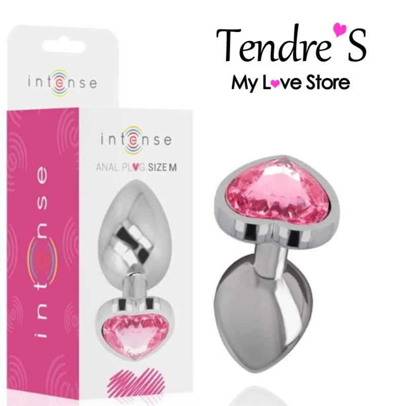 PLUG ANAL ARGENTE COEUR ROSE TAILLE M DE "INTENSE"