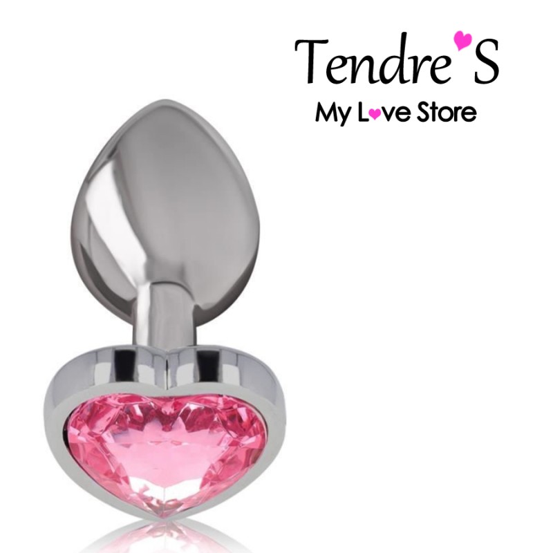 PLUG ANAL ARGENTE COEUR ROSE TAILLE M DE "INTENSE"