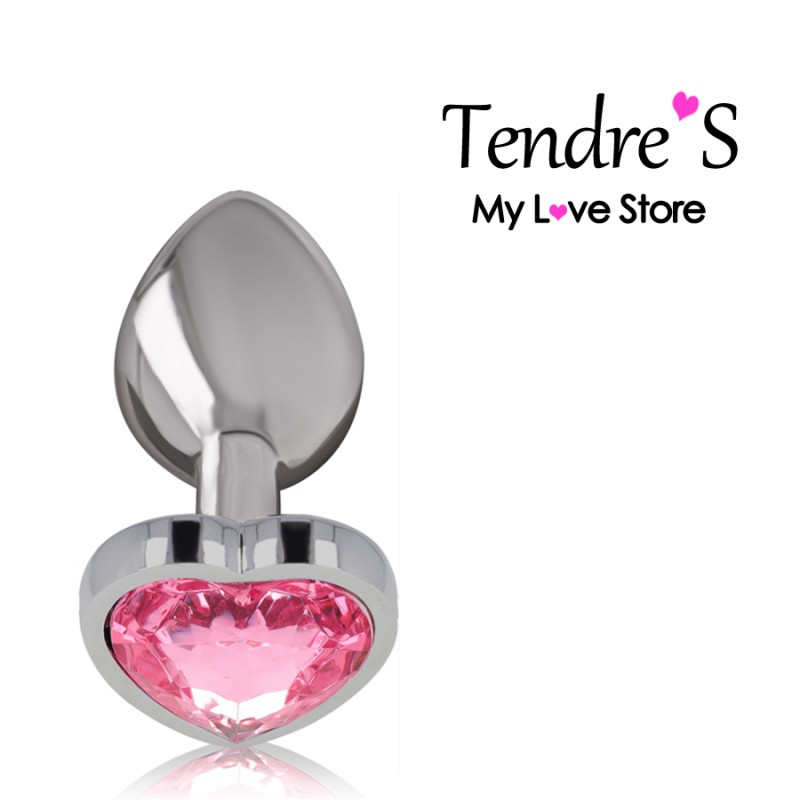 PLUG ANAL ARGENTE COEUR ROSE TAILLE S DE "INTENSE"
