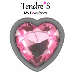 PLUG ANAL ARGENTE COEUR ROSE TAILLE S DE "INTENSE"
