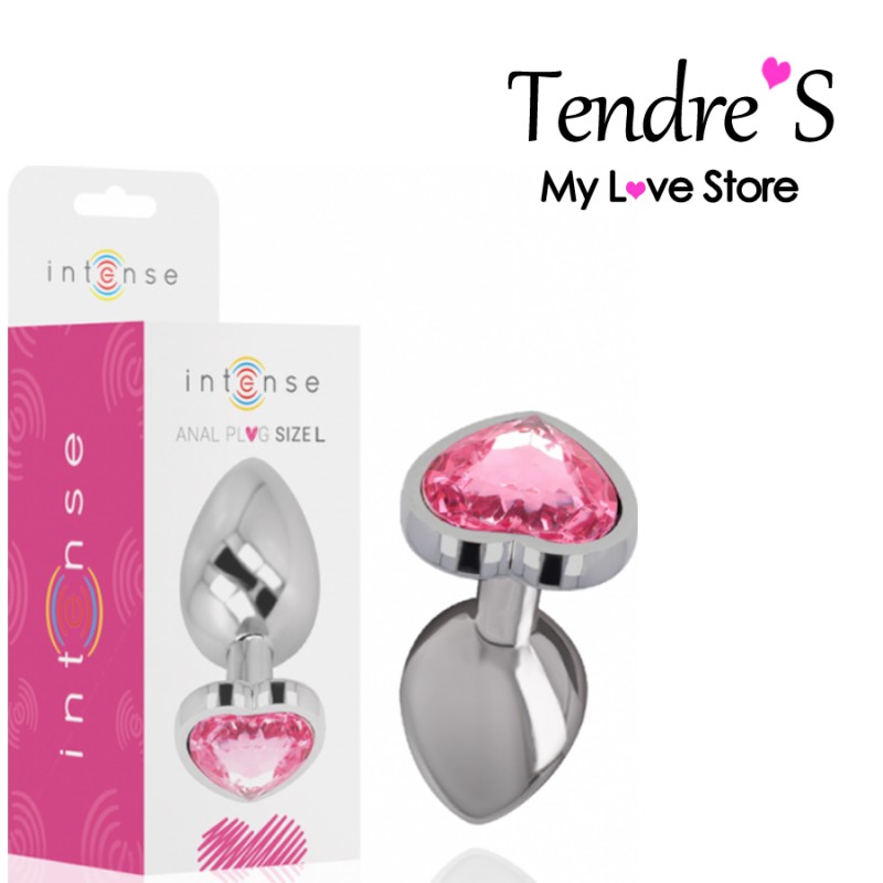 PLUG ANAL ARGENTE COEUR ROSE TAILLE S DE "INTENSE"