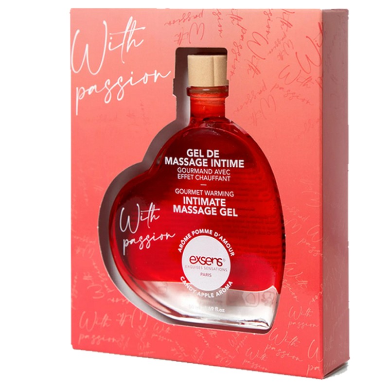 GEL DE MASSAGE INTIME GOURMAND POMME D AMOUR ET CHAUFFANT DE EXSENS
