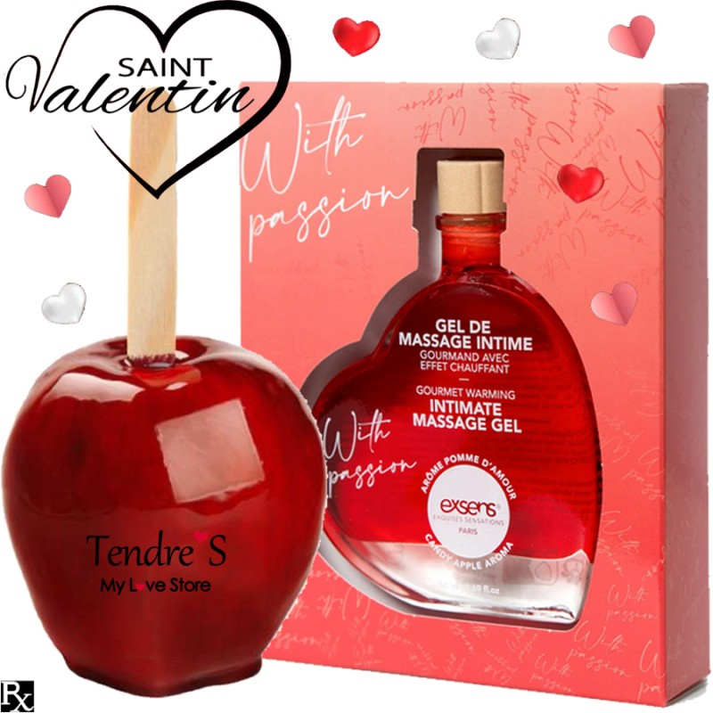 Bien Etre GEL DE MASSAGE INTIME GOURMAND POMME D AMOUR ET CHAUFFANT DE EXSENS