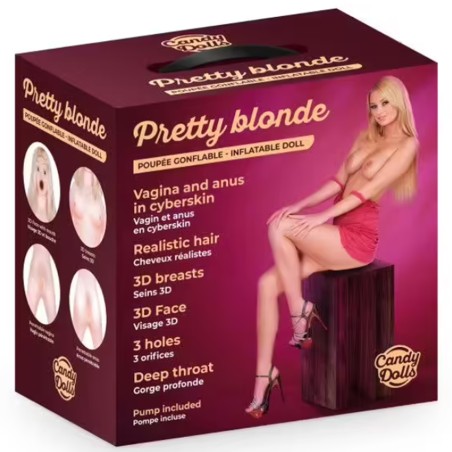 Love Toys Homme POUPEE GONFLABLE 3 ORIFICES PRETTY BLONDE 3D DE CANDY DOLLS