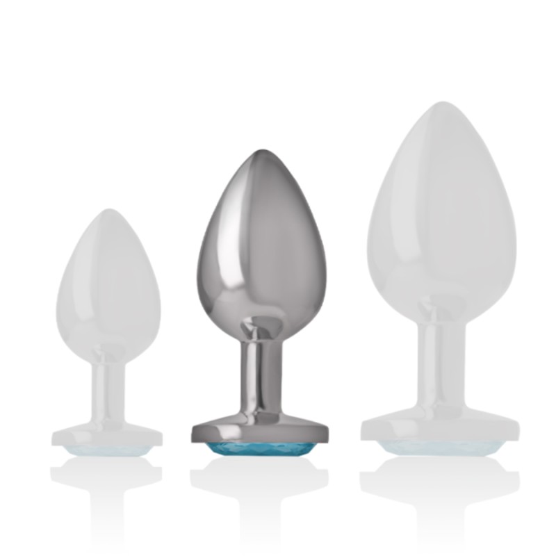 PLUG ANAL ARGENTE BIJOU BLEU TAILLE M DE INTENSE