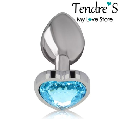 Plugs & Chapelets Anals PLUG ANAL ARGENTE COEUR BLEU TAILLE M DE INTENSE