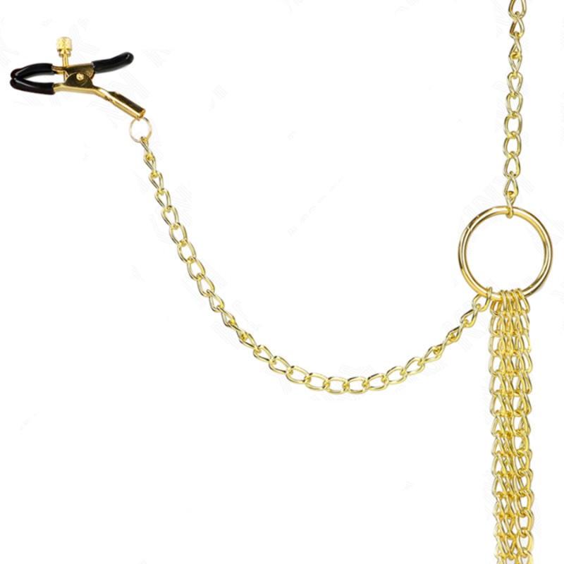 Accessoires 4 PINCES ET CHAINES DOREES A SEINS CLITORIS DE KINK
