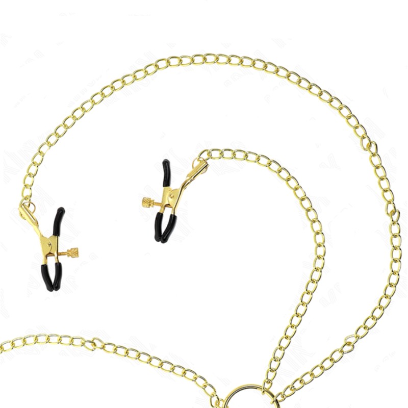 Accessoires 4 PINCES ET CHAINES DOREES A SEINS CLITORIS DE KINK