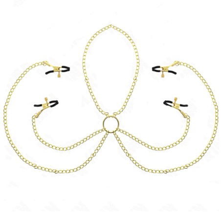 Accessoires 4 PINCES ET CHAINES DOREES A SEINS CLITORIS DE KINK Accessoires 4 PINCES ET CHAINES DOREES A SEINS CLITORIS DE KINK