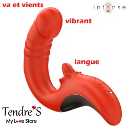 Love toys RABBIT ROUGE PAULINA EN U AVEC VA ET VIENTS VIBRATIONS ET LANGUE DE INTENSE