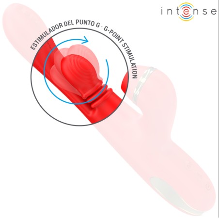 Love toys RABBIT ROUGE KATY VA ET VIENTS VIBRATIONS ET ASPIRATION AVEC EMBOUTS DE INTENSE