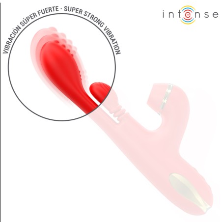 Love toys RABBIT ROUGE KATY VA ET VIENTS VIBRATIONS ET ASPIRATION AVEC EMBOUTS DE INTENSE