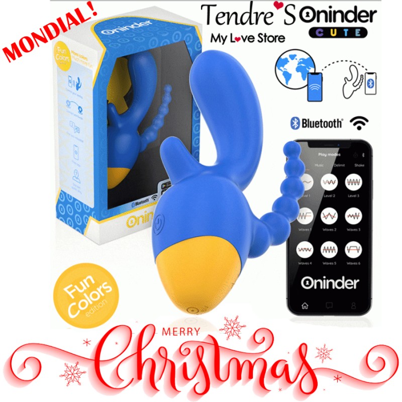 Love toys LOVE 3 SOME TRIPLE VIBRATEURS AVEC APPLI BLEU JAUNE DE ONINDER CUTE