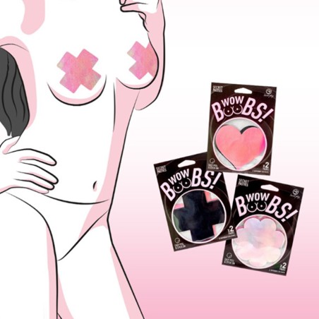 Accessoires CACHES TETONS NIPPIES WOW BOOBS EN CROIX 2 PAIRES DE SECRET PLAY