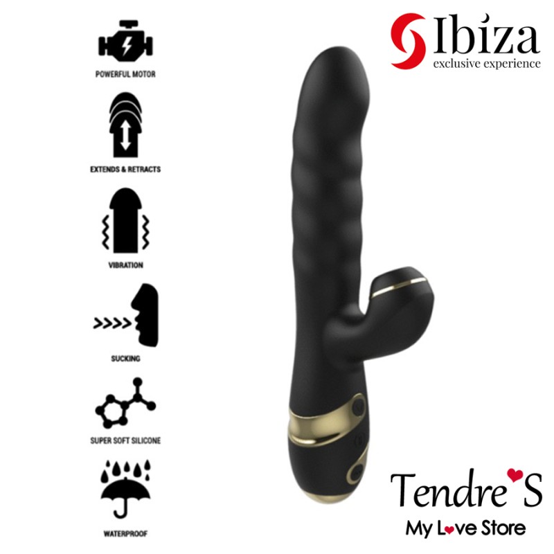 Love toys RABBIT NOIR AVEC VA ET VIENTS ET SUCCION DE IBIZA