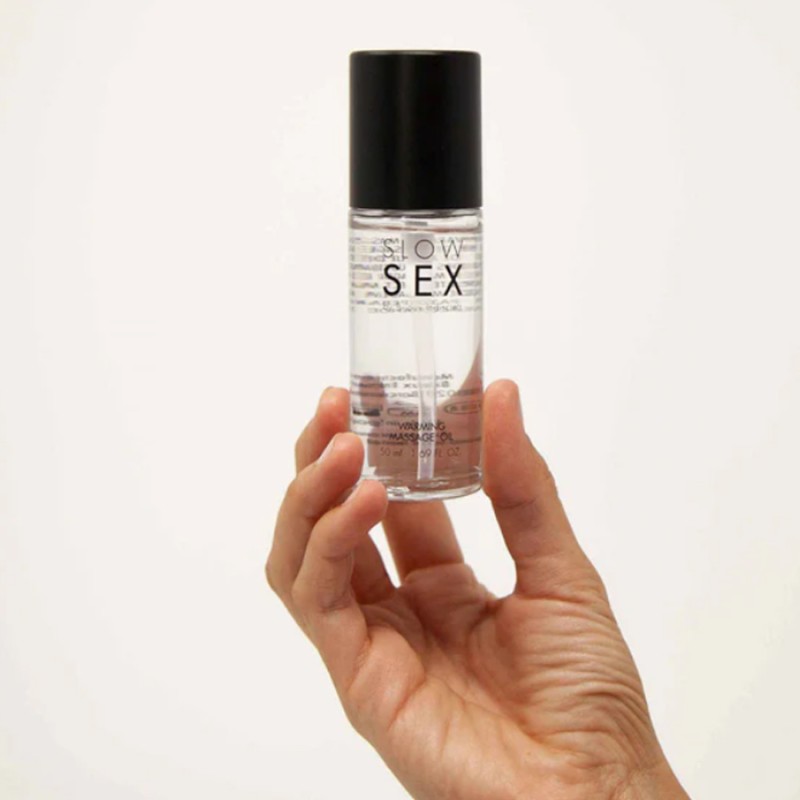HUILE DE MASSAGE CHAUFFANTE WARNING MASSAGE OIL SLOW SEX DE BIJOUX INDISCRETS
