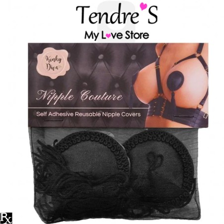 Accessoires NIPPIES CACHES TETONS AVEC CHAINE NIPPLE COUTURE ROUGE DE KINKY DIVA