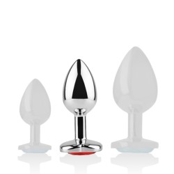 PLUG ANAL ARGENTE BIJOU ROUGE TAILLE M DE INTENSE