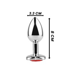 Plugs & Chapelets Anals PLUG ANAL ARGENTE BIJOU ROUGE TAILLE M DE INTENSE