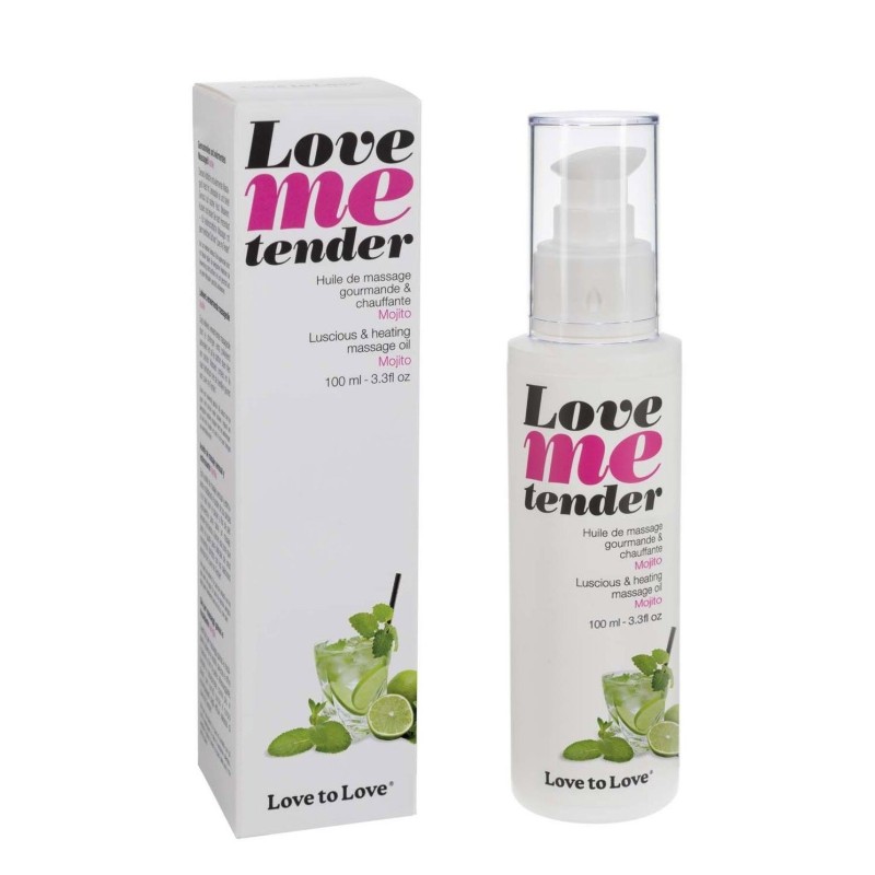 Bien Etre HUILE DE MASSAGE "LOVE ME TENDER" COMESTIBLE A EFFET CHAUFFANT PARFUM MOJITO