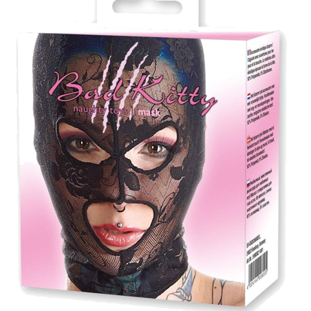 ACCESSOIRES CAGOULE MASQUE EROTIQUE EN DENTELLES DE "BAD KITTY"