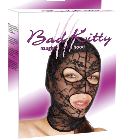 ACCESSOIRES CAGOULE MASQUE EROTIQUE EN DENTELLES DE "BAD KITTY"