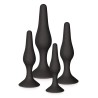 KIT DE 4 PLUGS ANAL NOIRS AVEC VENTOUSES DE "GLAMY"