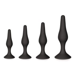 KIT DE 4 PLUGS ANAL NOIRS AVEC VENTOUSES DE "GLAMY"