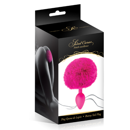 Plugs & Chapelets Anals PLUG QUEUE DE LAPIN POMPON FUSHIA DE "SWEET CARESS"